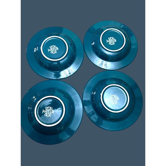 Pagnossin Treviso Ironstone Dark Green & Maroon 4 Pasta Bowls & 3 Salad Plates - Picture 10 of 13